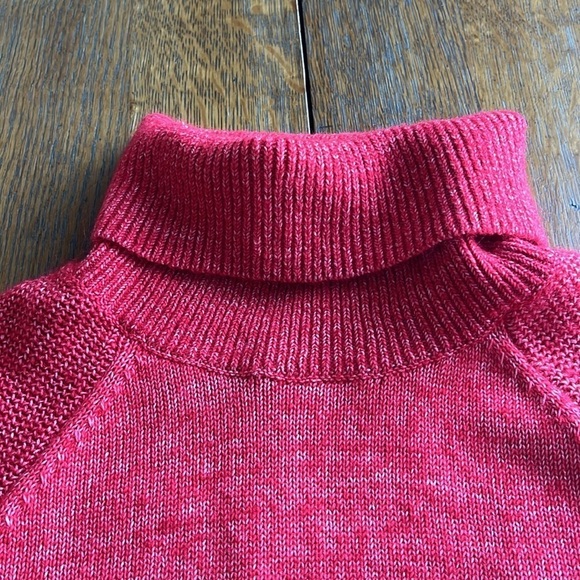 LOFT Red Turtleneck Sweater with Long Dolman Sleeves and Relaxed Fit Size M - Picture 3 of 12